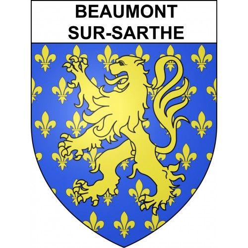 Beaumont-Sur-Sarthe 72 Ville Sticker Blason Écusson Autocollant Adhésif - Taille : 12 Cm