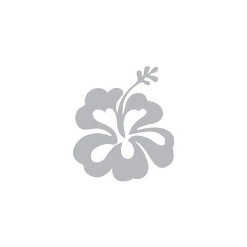 Hibiscus Fleur Autocollant Sticker Gris - Taille : 5 X 6 Cm
