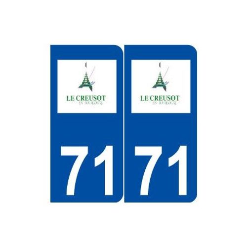 71 Le Creusot Logo Autocollant Plaque Stickers Ville - Couleur : Arrondis - Angles : Arrondis