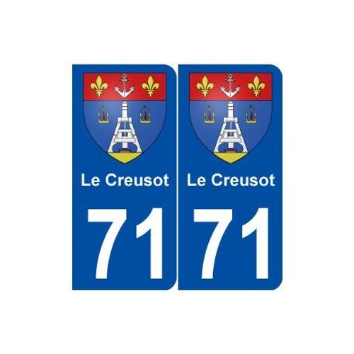 71 Le Creusot Blason Autocollant Plaque Stickers Ville - Couleur : Arrondis - Angles : Arrondis