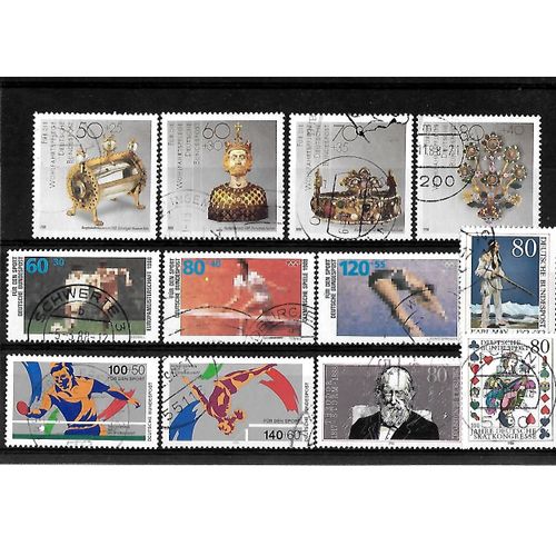 Allemagne- Rfa -Lot De 12 Timbres Oblitérés-Très Bon Etat
