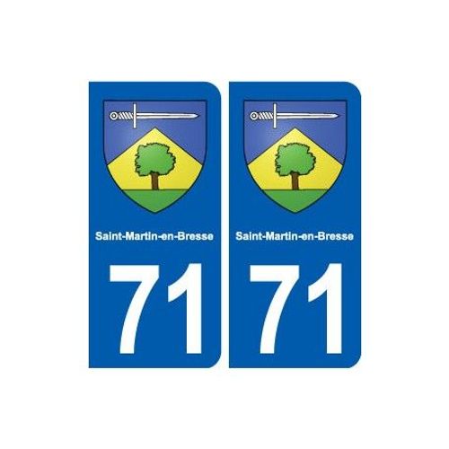 71 Saint-Martin-En-Bresse Blason Autocollant Plaque Stickers Ville - Couleur : Arrondis - Angles : Arrondis