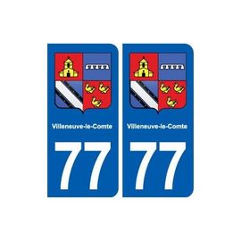 77 Villeneuve-Le-Comte Blason Autocollant Plaque Stickers Ville - Couleur : Arrondis - Angles : Arrondis