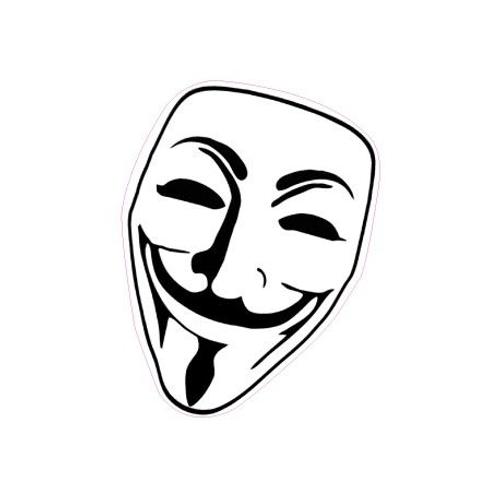 Anonymous Masque Visage 667 Autocollant Sticker - Taille : 4 Cm - Couleur : Noir
