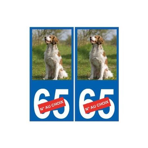 Chien Épagneul Assis 11 Sticker Autocollant Plaque Immatriculation Auto - Couleur : Droits - Angles : Droits