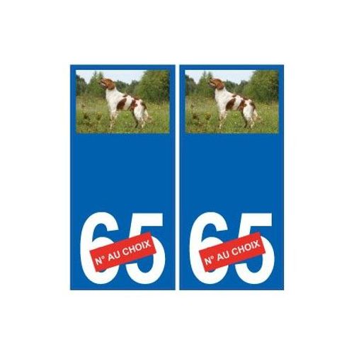 Chien Épagneul Debout 90 Sticker Autocollant Plaque Immatriculation Auto - Couleur : Droits - Angles : Droits