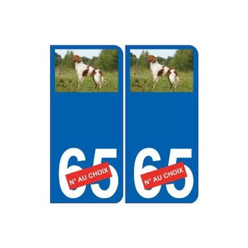 Chien Épagneul Debout 90 Sticker Autocollant Plaque Immatriculation Auto - Couleur : Arrondis - Angles : Arrondis
