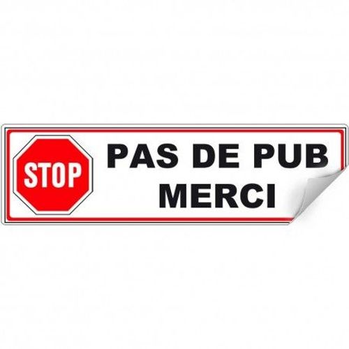 Stop Pub Étiquette Pour Boite Aux Lettres Logo 202 - Autocollant Pas De Pub Merci Sticker - Taille : 12 Cm