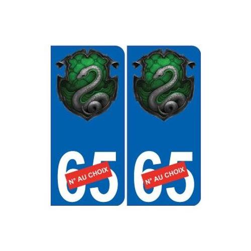 Blason Serpentard Poudlard Logo 20 Slytherin Hogwarts 2 Sticker Autocollant Plaque Immatriculation Auto - Couleur : Arrondis - Angles : Arrondis