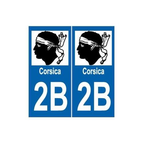 2b Corse Corsica Autocollant Plaque Sticker Plaque Immatriculation Auto - Couleur : Blanc - Angles : Droits