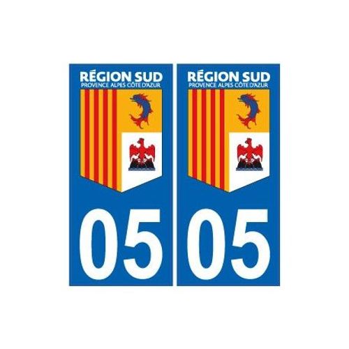 05 Hautes Alpes Région Sud Logo Sticker Autocollant Plaque Immatriculation Auto - Couleur : Droits - Angles : Droits