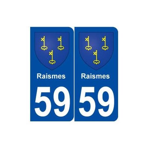 59 Raismes Blason Autocollant Plaque Stickers Ville - Couleur : Arrondis - Angles : Arrondis