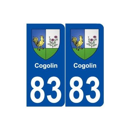 83 Cogolin Blason Autocollant Plaque Stickers Ville - Couleur : Arrondis - Angles : Arrondis