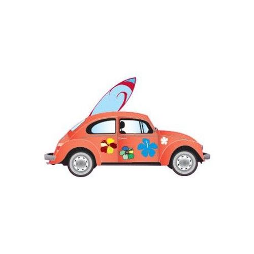 Voiture Coccinelle Surf Logo1 Autocollant Adhésif - Taille : 4 Cm