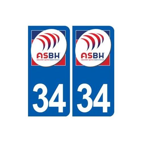 34 Asbh Bézier Rugby Autocollant Plaque Sticker Logo2 - Couleur : Arrondis - Angles : Arrondis