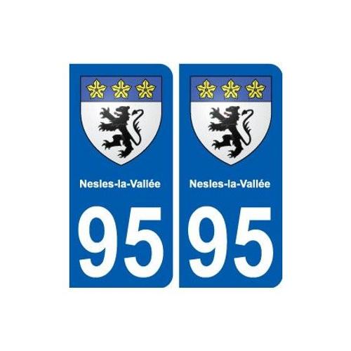 95 Nesles-La-Vallée Blason Autocollant Plaque Stickers Ville - Couleur : Arrondis - Angles : Arrondis