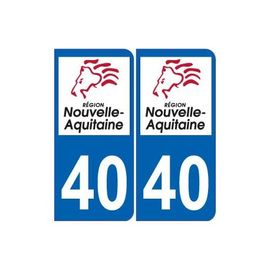 40 Landes Autocollant Plaque Immatriculation Auto Département Sticker Nouvelle Aquitaine Logo - Couleur : Bleu - Angles : Arrondis