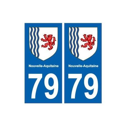 79 Deux-Sèvres Autocollant Plaque Immatriculation Auto Département Sticker Nouvelle Aquitaine Blason - Couleur : Bleu - Angles : Droits