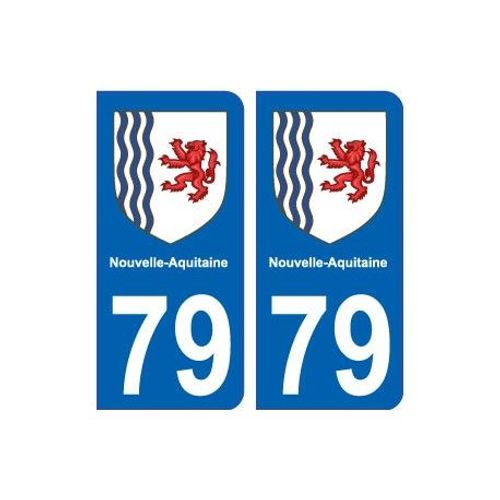 79 Deux-Sèvres Autocollant Plaque Immatriculation Auto Département Sticker Nouvelle Aquitaine Blason - Couleur : Bleu - Angles : Arrondis