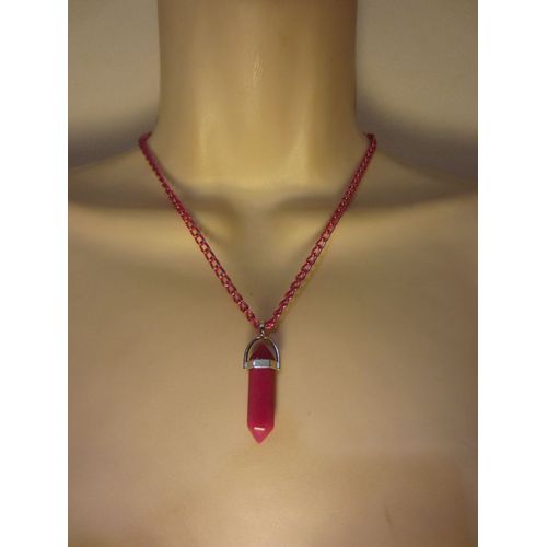 Collier Fuchsia Avec Pendentif En Agate