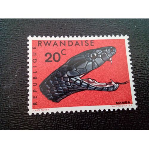 Timbre Rwanda Yt 191 Mamba De Jameson (Dendroaspis Jamesoni Ssp. Kaimosae) 1967 ( 040504 )
