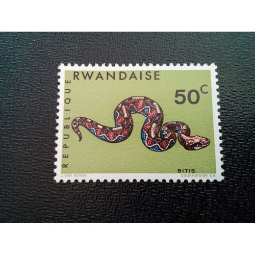 Timbre Rwanda Yt 193 Gabon Viper (Bitis Gabonica) 1967 ( 040504 )