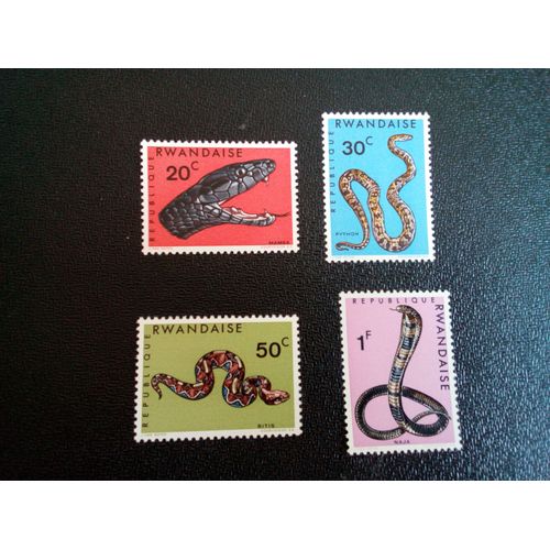 Timbre Rwanda Yt 191 A 194 Serpents 1967 ( 040504 )