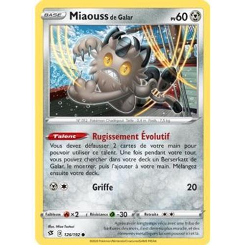 Carte Pokemon - Miaouss De Galar 126/192 - Épée Et Bouclier 2 Clash Des Rebelles