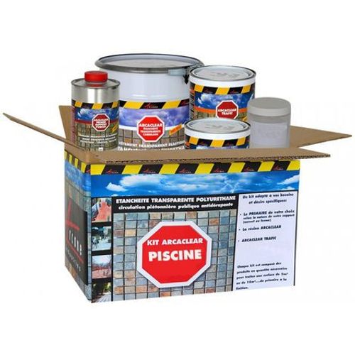 Résine d'étanchéité transparente pour piscine carrelée - KIT ARCACLEAR PISCINE - ARCANE INDUSTRIES - Transparent - kit 5 m² support poreux