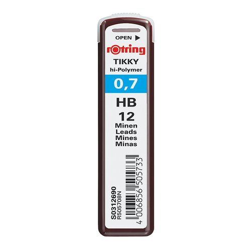 Rotring Etui De 12 Mines Tikky Pour Porte-Mines 0,7 Mm Hb