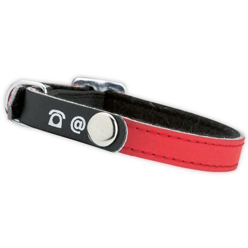 Collier Cuir Chat Porte Adresse Rouge 30