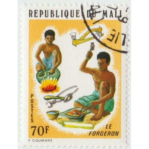 Timbre Le Forgeron.République Du Mali.Postes.70f.1974