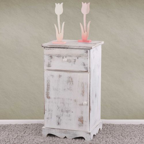 Commode / Table D'appoint / Chevet / Table Haute, 35x29x63cm, Shabby, Vintage   Blanc