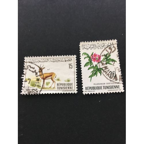 Timbres Tunisiens Gazelle Et Perlagonium Denticulatum