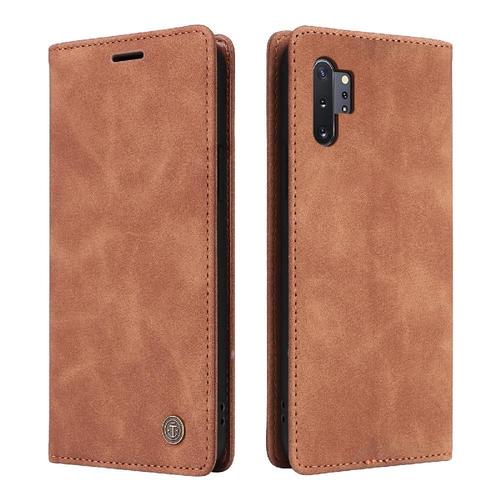 Flip Étui Pour Samsung Galaxy Note 10 Plus Antichoc Portefeuille Simple Entreprise Couverture Rabotant Étui En Cuir - Orange