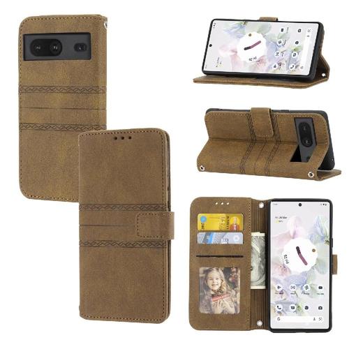 Flip Étui Pour Google Pixel 7 Bicelle Protection Antichoc Fermeture Magnétique Cuir Pu Étui Portefeuille - Le Brun