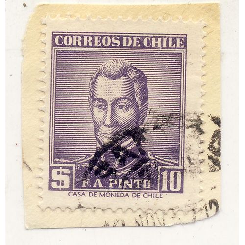 Timbre Chili, Correa De Chile, E° 10, Oblitéré : F. A. Pinto