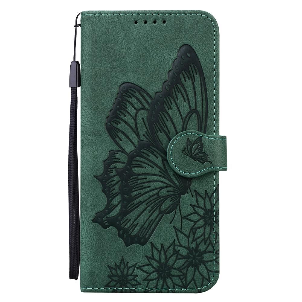 Étui Pour Iphone 14 Étui De Téléphone À Bastier Portefeuille En Cuir Avec Support De Fente Pour Carte Grand Papillon Bicelle De Protection - Vert