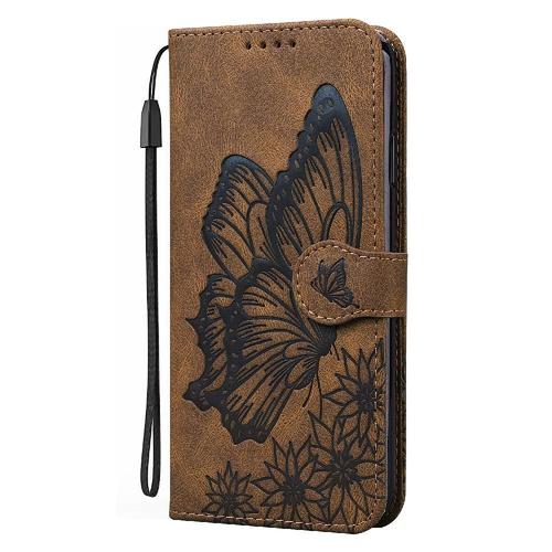 Étui Pour Iphone 14 Pro Max Portefeuille En Cuir Bicelle De Protection Grand Papillon Étui De Téléphone À Bastier Avec Support De Fente Pour Carte - Le Brun