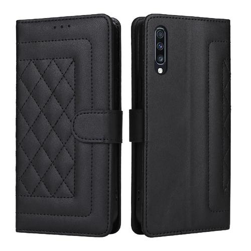 Flip Étui Pour Samsung Galaxy A70 Simple Entreprise Portefeuille Étui En Cuir Antichoc Couverture Rabotant - Noir