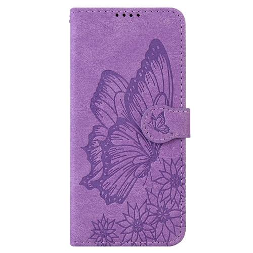 Étui Pour Samsung Galaxy A70 Avec Support De Fente Pour Carte Portefeuille En Cuir Bicelle De Protection Étui De Téléphone À Bastier Grand Papillon - Violet