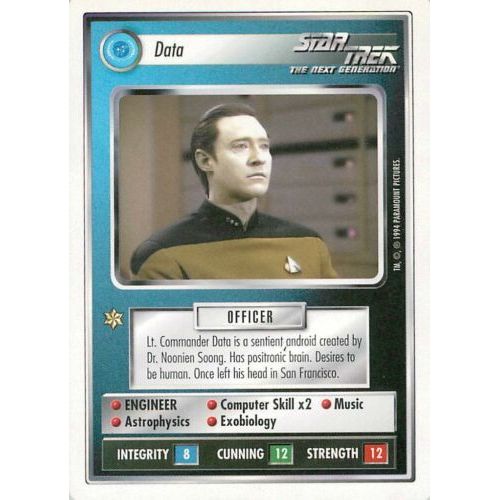 Trading Card Star Trek The Next Generation Data Brent Spiner