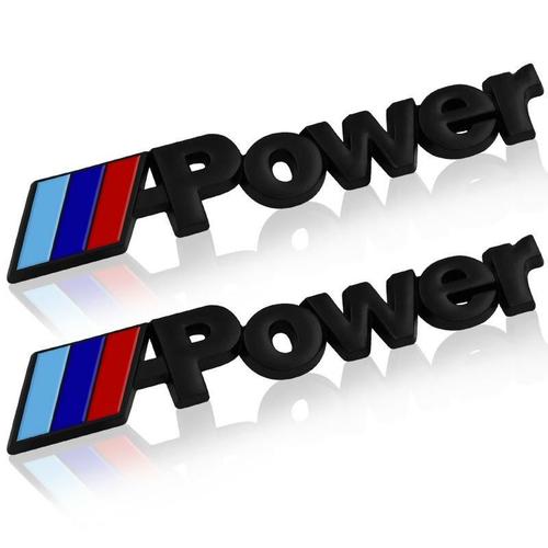 2 X Embleme Insigne En Métal Bmw Logo M Power (Noir) 6,2 X 1cm