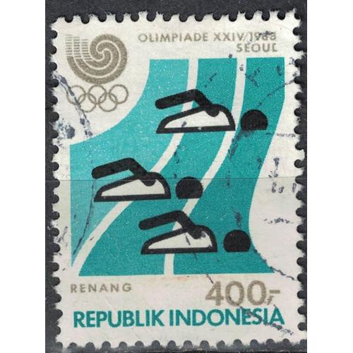 Indonésie 1988 Oblitéré Used Sport Swimming Natation Jeux Olympiques Séoul Su