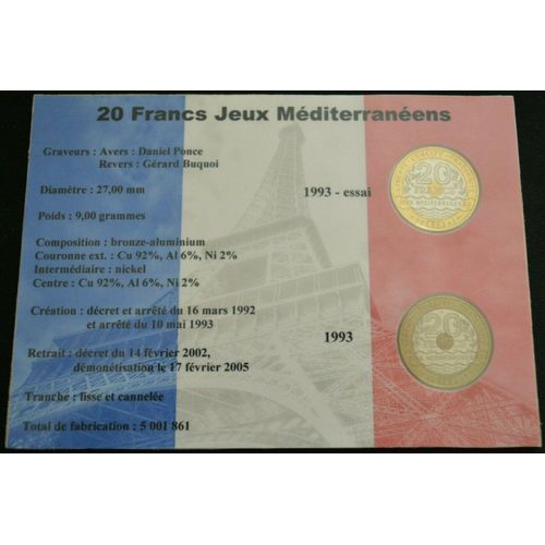 Set 20 Francs Jeux Méditerranéens