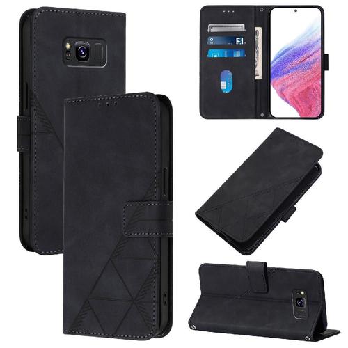 Étui Pour Samsung Galaxy S8 Cuir Pu Livre De Protection Flip Folio Titulaire De La Carte De Crédit Portefeuille Couverture - Noir