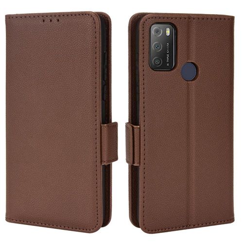 Étui Pour Alcatel 1s 2021 Cuir Pu Boucle Latérale Titulaire De Fentes Pour Cartes Magnétique Portefeuille - Le Brun