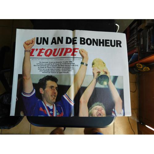 Journal L'equipe Supplement N°16540 Equipe De France De Football Championne Du Monde 1998