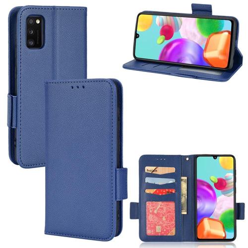 Étui Pour Samsung Galaxy A41 Titulaire De Fentes Pour Cartes Portefeuille Magnétique Cuir Pu Boucle Latérale - Bleu