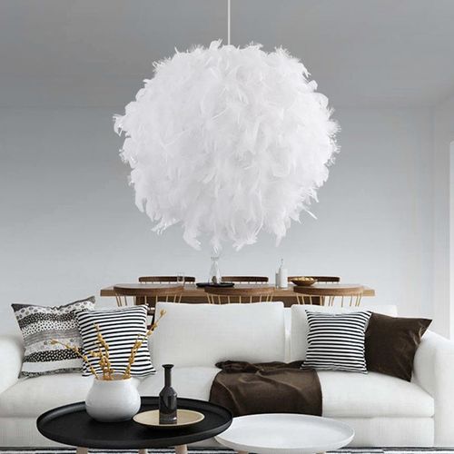 Plafonnier Suspendu En Plumes, Desiign Romantique, Idéal Pour Un Salon Ou Une Chambre À Coucher, Puissance Maximale De 60w, E26/E27